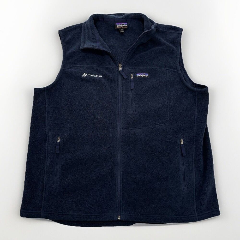 Patagonia Vest Mens Size XXL Synchilla Navy Blue Fleece *custom embroidery - Picture 1 of 6